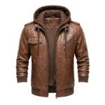 Men's Genuine Brown Crocodile Embossed Leather Jacket Blackstone Jackets
