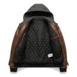 Men's Genuine Brown Crocodile Embossed Leather Jacket Blackstone Jackets Inner View