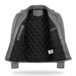 Men’s Grey Crocodile Embossed Genuine Leather Jacket Premium Winter Outerwear Blackstone Jackets Inner View