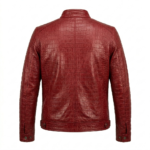 Men's Luxury Red Genuine Crocodile Embossed Leather Jacket Blackstone Jackets Back View