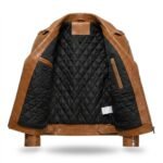 Men's Luxury Tan Crocodile Embossed Leather Jacket Blackstone Jackets Inner View