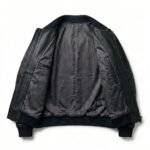 Men's Premium Black Crocodile Embossed Bomber Leather Jacket Blackstone Jackets Inner View