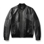 Men's Premium Black Crocodile Embossed Real Leather Jacket Blackstone Jackets