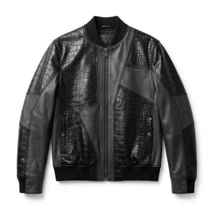 Men's Premium Black Crocodile Embossed Real Leather Jacket Blackstone Jackets