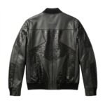 Men's Premium Black Crocodile Embossed Real Leather Jacket Blackstone Jackets Back View