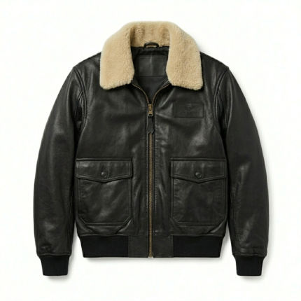 Men's Premium Black Genuine Leather G-1 Flight Jacket Blackstone Jackets