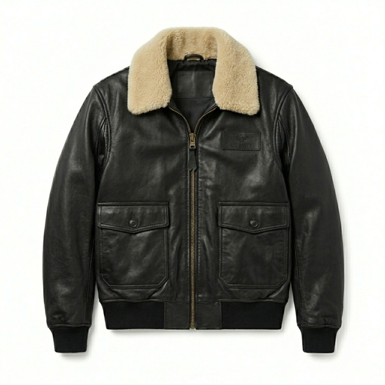 Men's Premium Black Genuine Leather G-1 Flight Jacket Blackstone Jackets