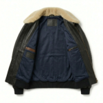 Men's Premium Black Genuine Leather G-1 Flight Jacket Blackstone Jackets Inner View