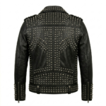 Men's Premium Black Studded Leather Jacket Blackstone Jackets Back View