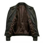 Men's Premium Black Studded Leather Jacket Blackstone Jackets Inner View