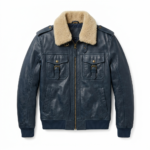 Men's Premium Blue Genuine Leather Aviator Jacket Blackstone Jackets
