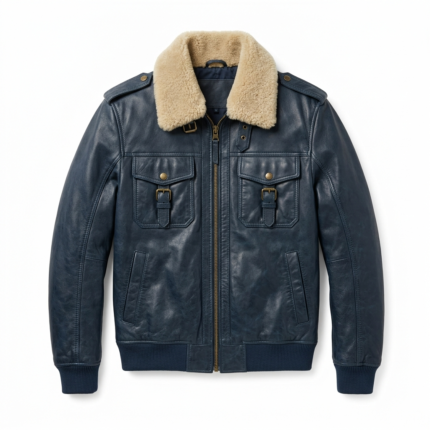 Men's Premium Blue Genuine Leather Aviator Jacket Blackstone Jackets