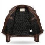 Men’s Premium Brown Crocodile Embossed Leather Jacket Blackstone Jackets Inner View