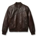 Men's Premium Brown Crocodile Embossed Real Leather Jacket Blackstone Jackets