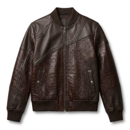 Men's Premium Brown Crocodile Embossed Real Leather Jacket Blackstone Jackets