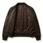 Men's Premium Brown Crocodile Embossed Real Leather Jacket Blackstone Jackets Inner View