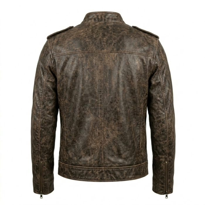 Men's Premium Brown Distressed Leather Jackets Blackstone Jackets Back View
