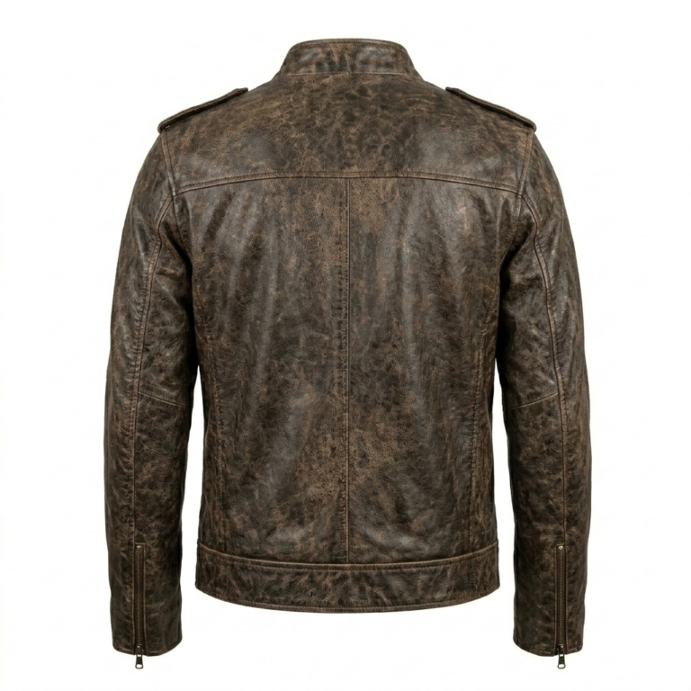 Men's Premium Brown Distressed Leather Jackets Blackstone Jackets Back View