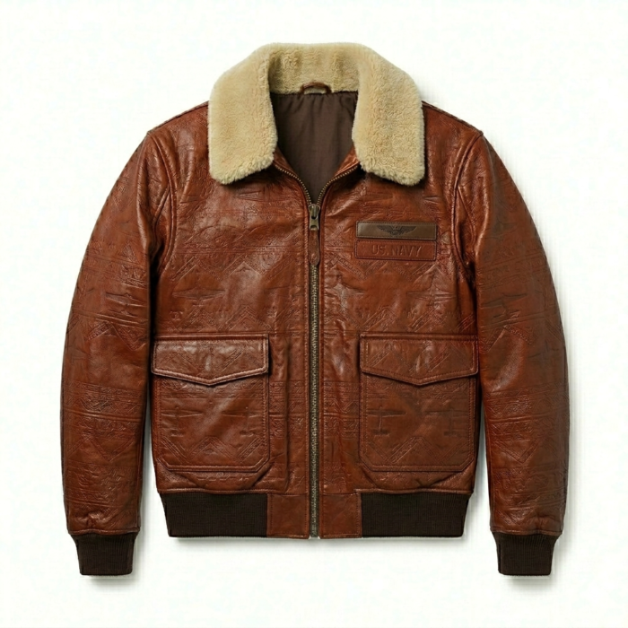 Men's Premium Brown Genuine Embossed Leather Jackets Blackstone Jackets