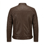 Men's Premium Brown Genuine Snake Embossed Leather Jackets Blackstone Jackets Back View