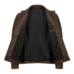 Men's Premium Brown Genuine Snake Embossed Leather Jackets Blackstone Jackets Inner View