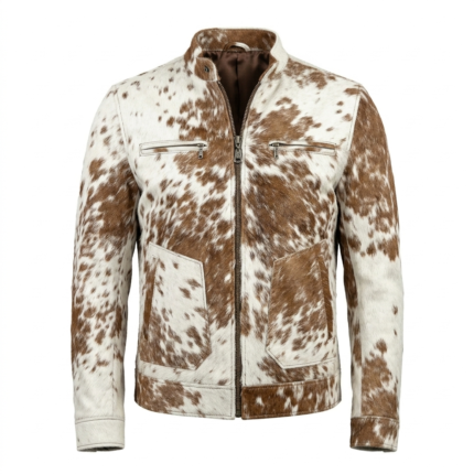 Men's Premium Brown White Pony Hair Leather Jacket Blackstone Jackets