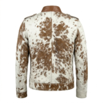 Men's Premium Brown White Pony Hair Leather Jacket Blackstone Jackets Back View