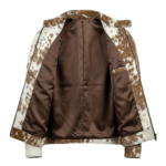 Men's Premium Brown White Pony Hair Leather Jacket Blackstone Jackets Inner View