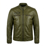 Men's Premium Green Embroidered Leather Jacket Blackstone Jackets