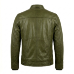 Men's Premium Green Embroidered Leather Jacket Blackstone Jackets Back View