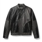 Men's Premium Grey Crocodile Embossed Real Leather Jacket Blackstone Jackets