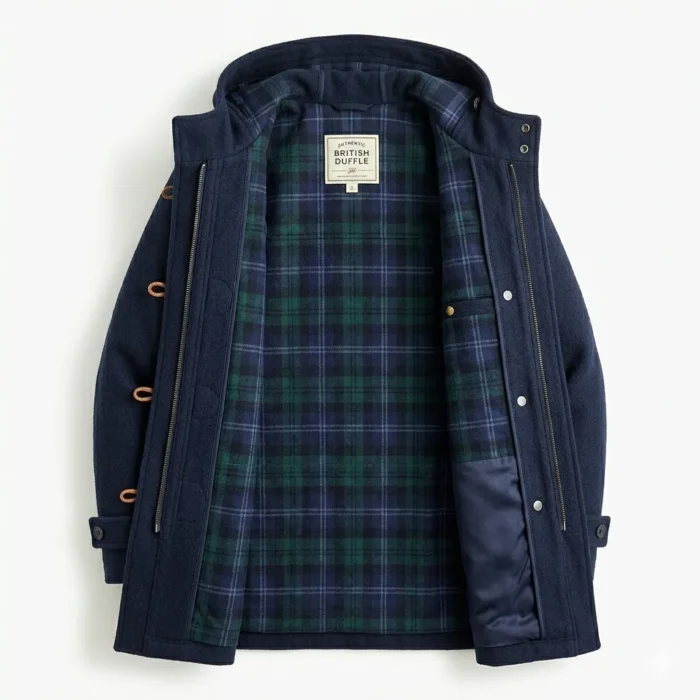 Modern Men's Navy Blue Wool Duffle Coat Sale front Blackstone Jackets