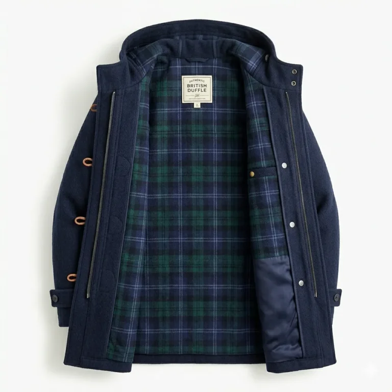 Modern Men's Navy Blue Wool Duffle Coat Sale front Blackstone Jackets