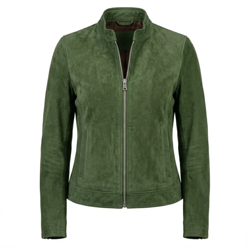 Opulent Women's Forest Green Suede Jacket Blackstone Jackets