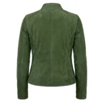 Opulent Women's Forest Green Suede Jacket Blackstone Jackets Back View