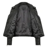 Performance Wear Women's Black Ostrich Embossed Leather Jacket Blackstone Jackets Inner View