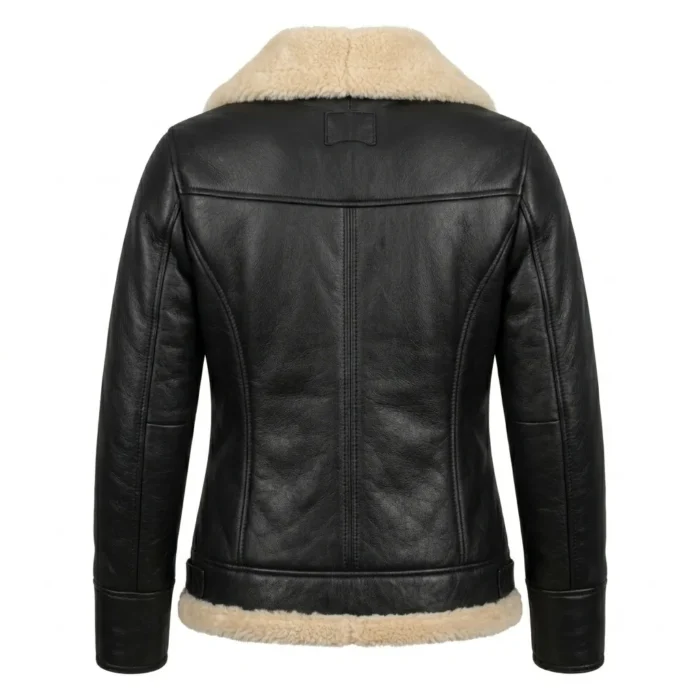 Performance Wear Women's Brown Aviator Leather Jacket Blackstone Jackets Back View