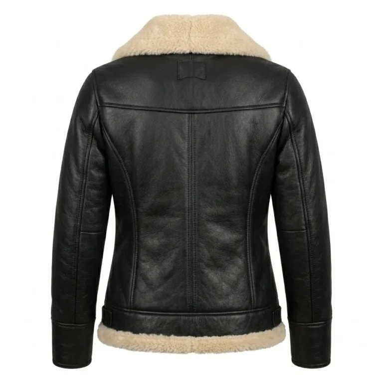 Performance Wear Women's Brown Aviator Leather Jacket Blackstone Jackets Back View