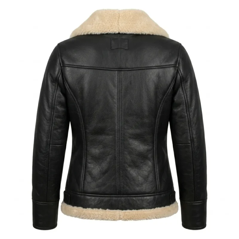 Performance Wear Women's Brown Aviator Leather Jacket Blackstone Jackets Back View