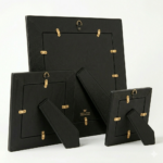 Premium Black Genuine Cowhide Leather Set Of Three Picture Frames