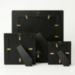 Premium Black Genuine Cowhide Leather Set Of Three Picture Frames