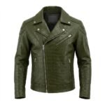 Premium Green Crocodile Embossed Mens Leather Jacket Blackstone Jackets
