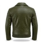 Premium Green Crocodile Embossed Mens Leather Jacket Blackstone Jackets Back View