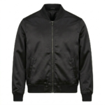 Premium Men's Black Satin Bomber Jacket Blackstone Jackets