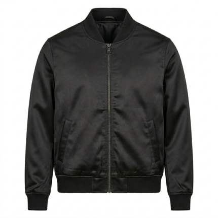 Premium Men's Black Satin Bomber Jacket Blackstone Jackets