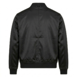 Premium Men's Black Satin Bomber Jacket Blackstone Jackets Back View