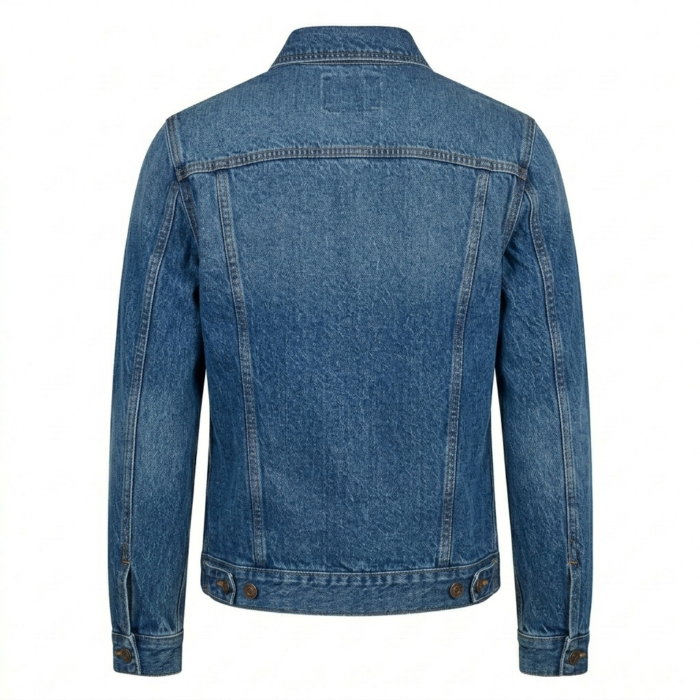 Premium Men's Blue Cotton Denim Jacket Blackstone Jackets Back View