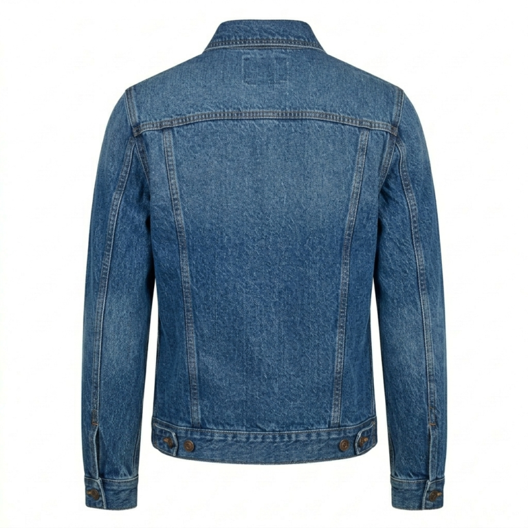 Premium Men's Blue Cotton Denim Jacket Blackstone Jackets Back View