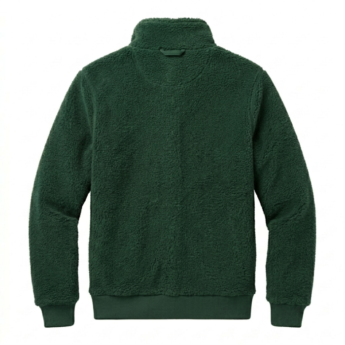 Premium Men's Green Fleece Sherpa Jacket Blackstone Jackets Back View