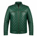 Premium Men's Green Quilted Leather Jackets Blackstone Jackets